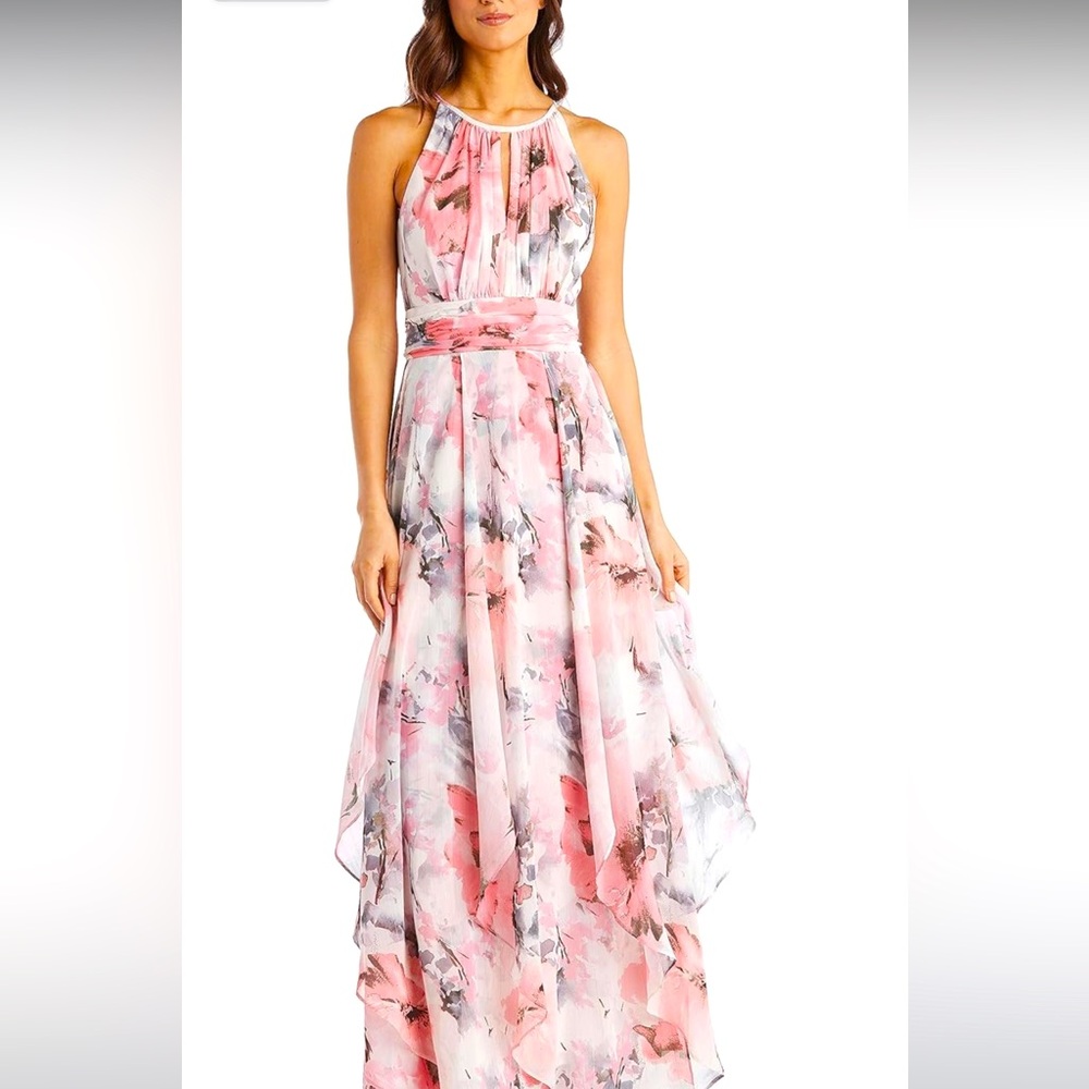 Floral Pink Halter Maxi Dress